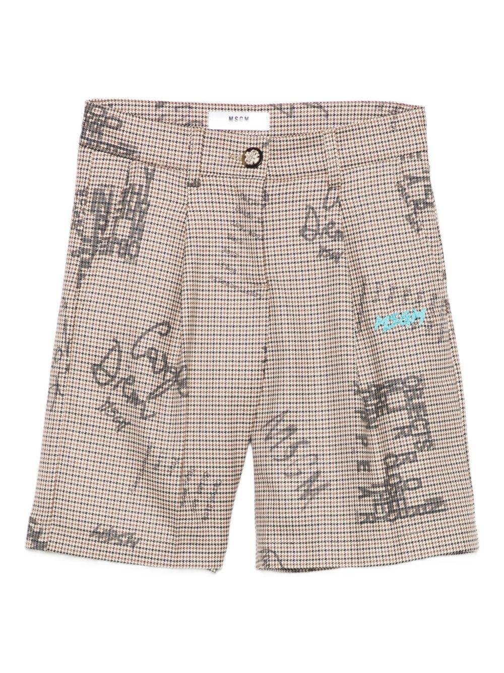 Shorts per bambina MSMG Kids marroni con stampa graffiti - Rubino Kids