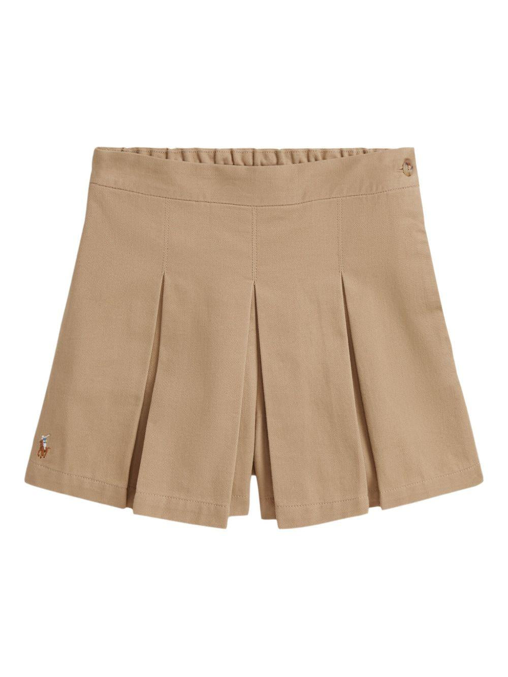Shorts per bambina Polo Ralph Lauren Kids beige con pieghe sul davanti - Rubino Kids