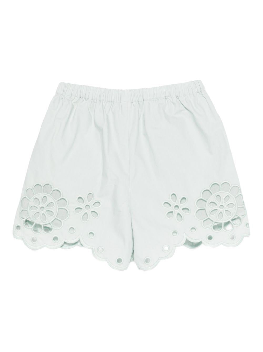 Shorts per bambina Zimmermann Kids verde con applicazioni floreali - Rubino Kids