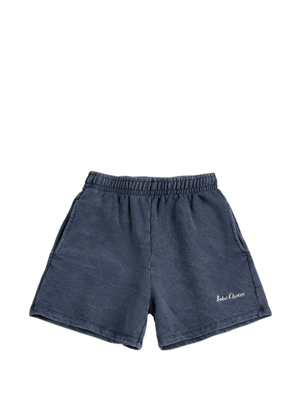 Shorts per bambino Bobo Choses blu con logo ricamato sul davanti - Rubino Kids