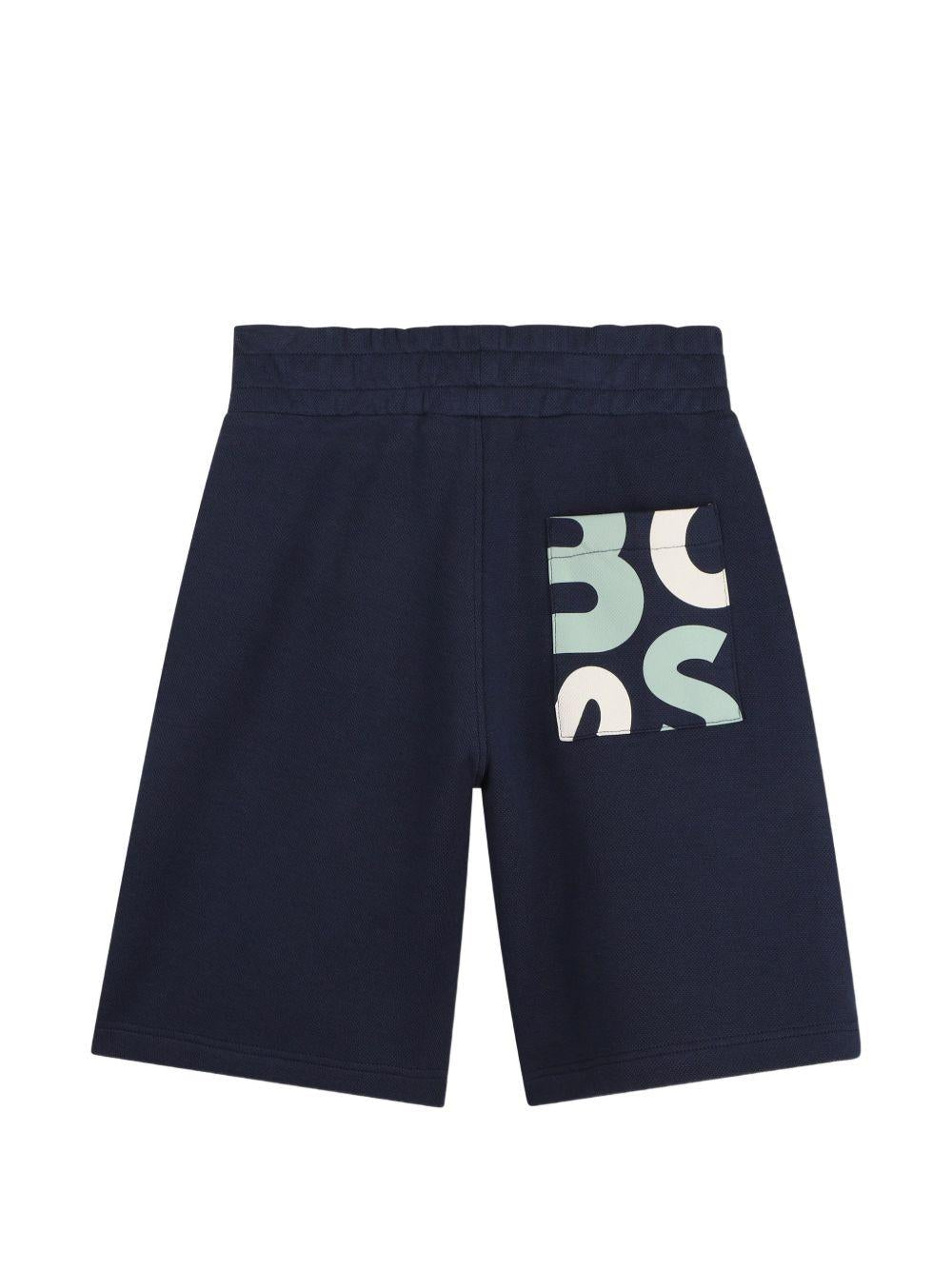 Shorts per bambino Boss Kids blu navy con dettaglio logo - Rubino Kids