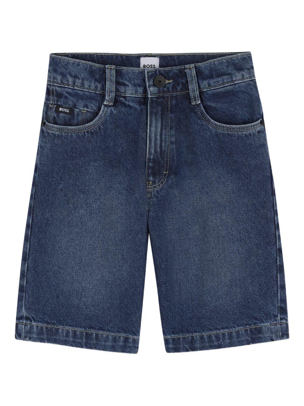 Shorts per bambino Boss Kids in denim con tasche - Rubino Kids