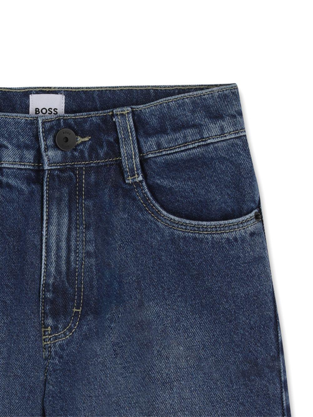 Shorts per bambino Boss Kids in denim con tasche - Rubino Kids