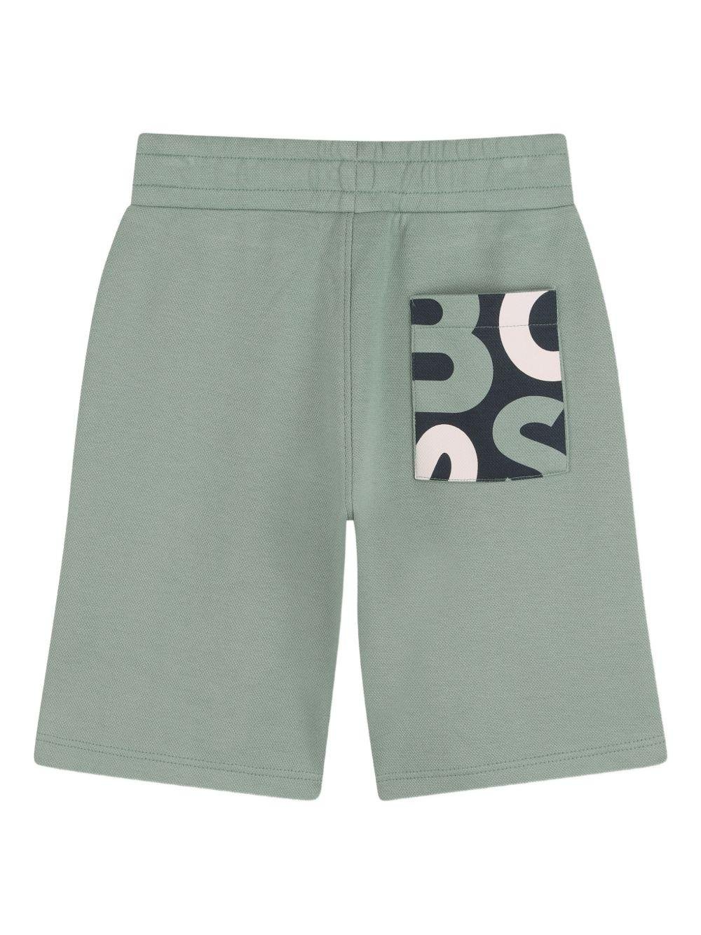 Shorts per bambino Boss Kids verde con logo sula davanti - Rubino Kids