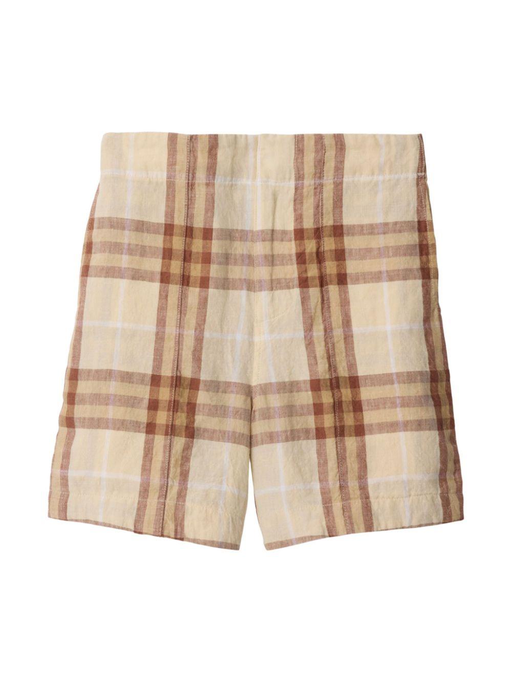 Shorts per bambino Burberry Kids beige con motivo a quadri - Rubino Kids