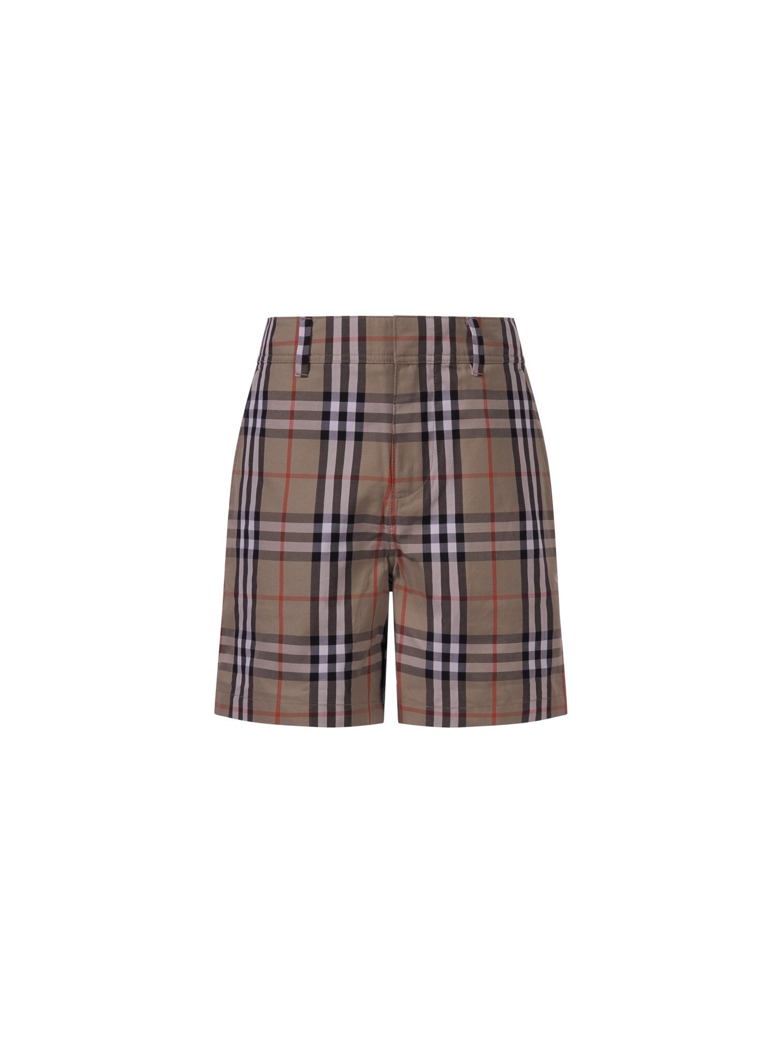 Shorts per bambino Burberry Kids beige con motivo Vintage Check all - over - Rubino Kids