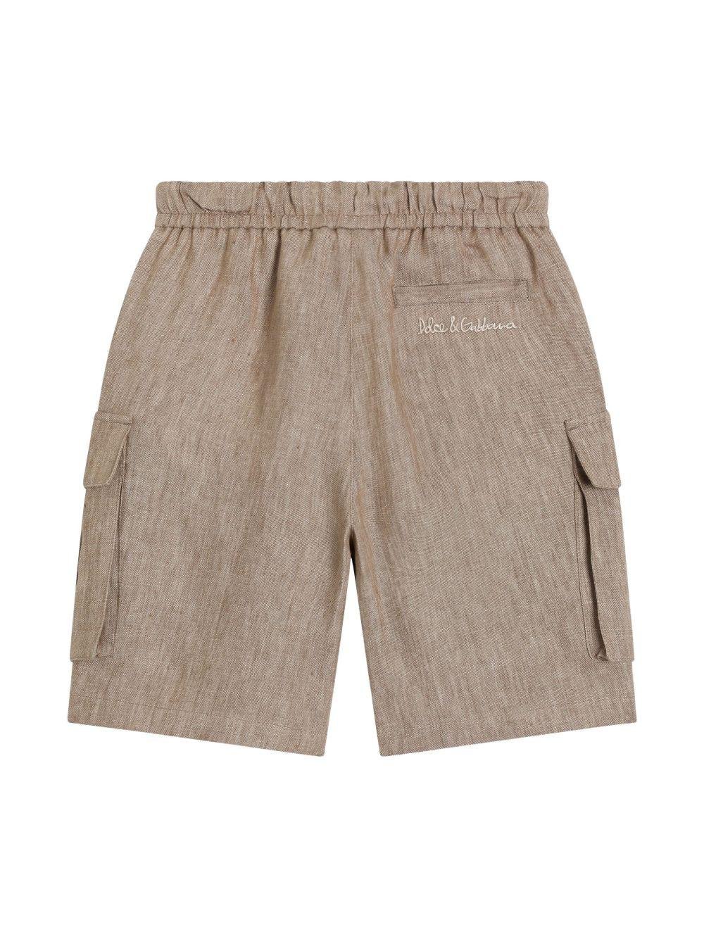 Shorts per bambino Dolce & Gabbana Kids beige con vita elasticizzata - Rubino Kids
