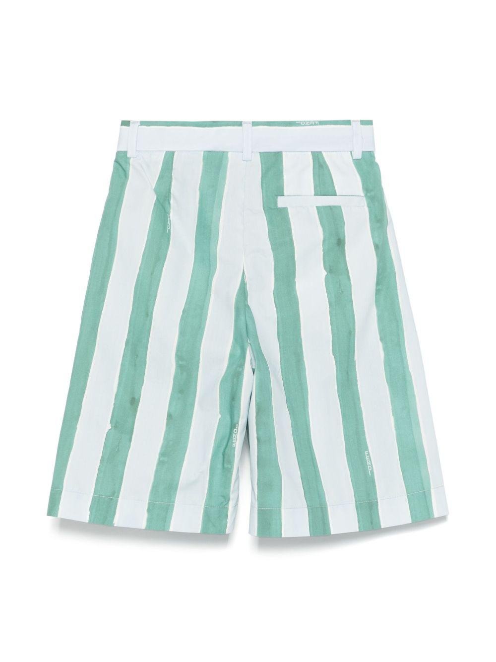 Shorts per bambino Fendi Kids bianco a righe verticali verdi - Rubino Kids