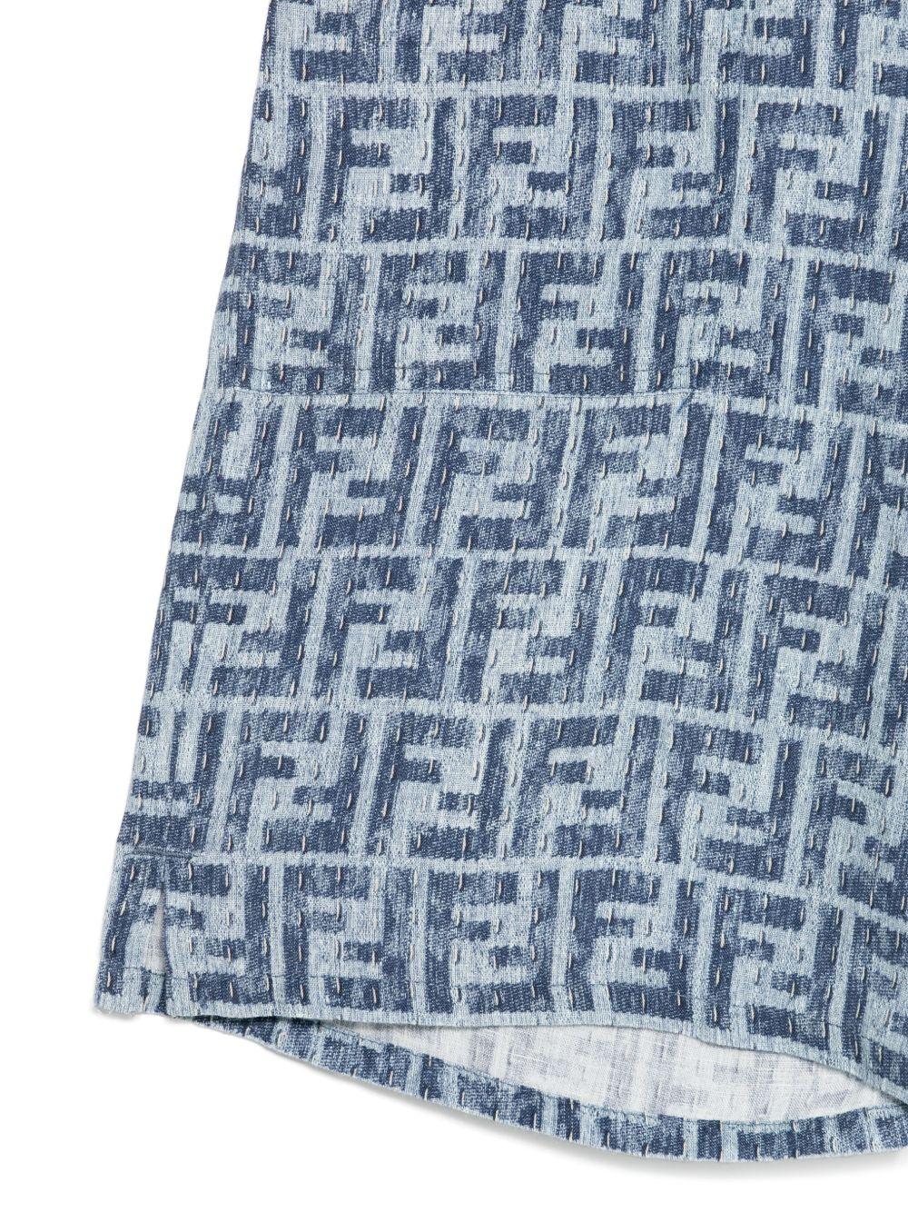 Shorts per bambino Fendi Kids denim con stampa FF - Rubino Kids