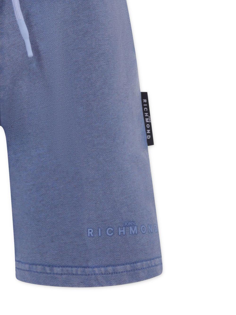 Shorts per bambino John Richmond Junior blu con targhetta con logo e stampa - Rubino Kids
