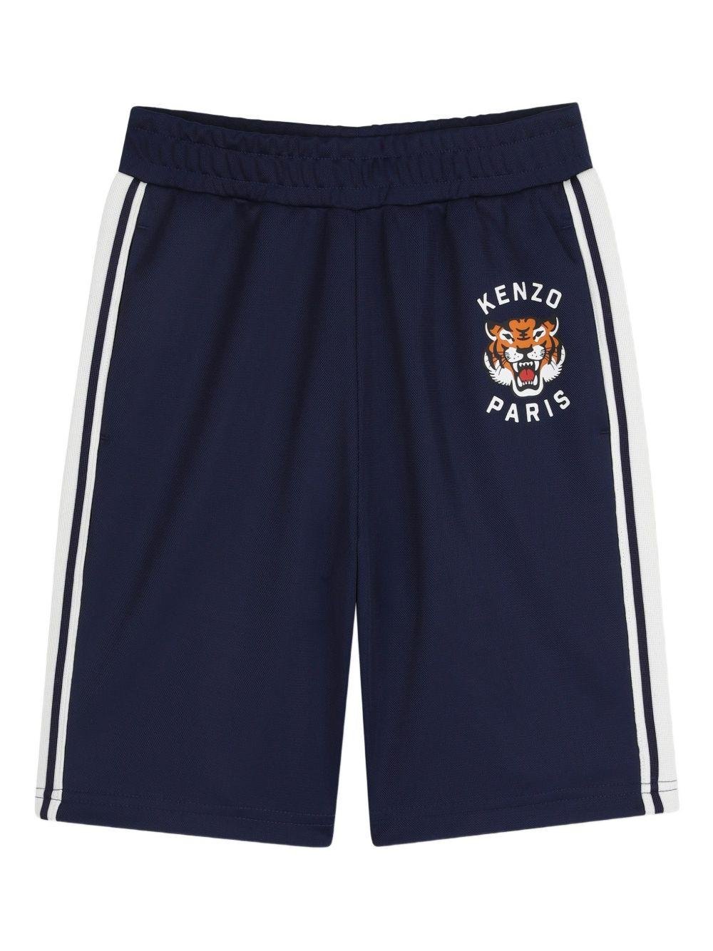 Shorts per bambino Kenzo Kids blu con logo sul davanti - Rubino Kids