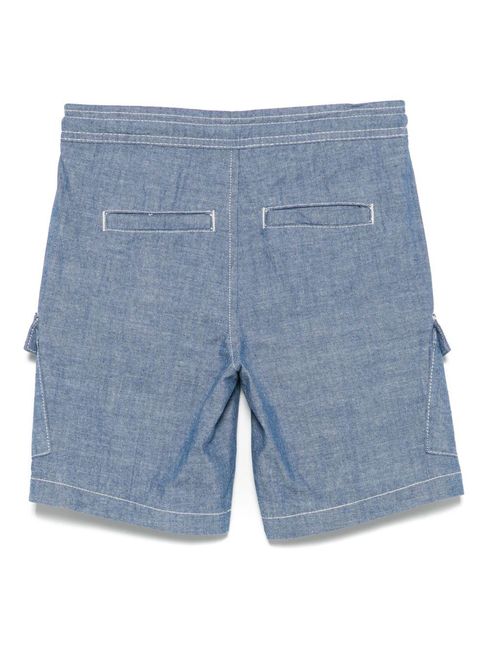 Shorts per bambino Trussardi Junior blu con applicazione logo e due tasche cargo frontali - Rubino Kids