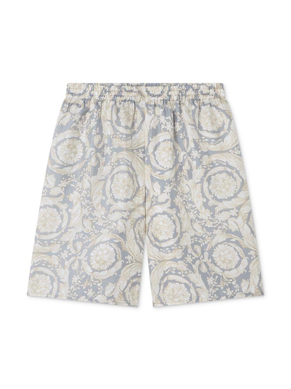 Shorts per bambino Versace Kids grigio con stampa barocca - Rubino Kids