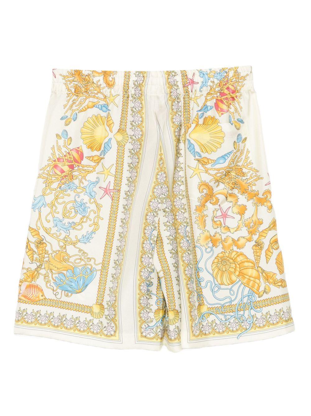 Shorts per bambino Versace Kids multicolore con stampa Underwater Barocco - Rubino Kids