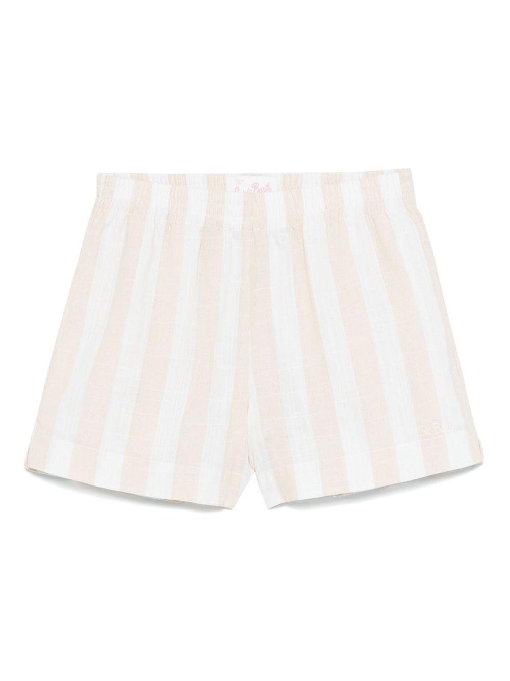 Shorts per donna MC2 Saint Barth Meave beige con motivo a righe - Rubino Kids
