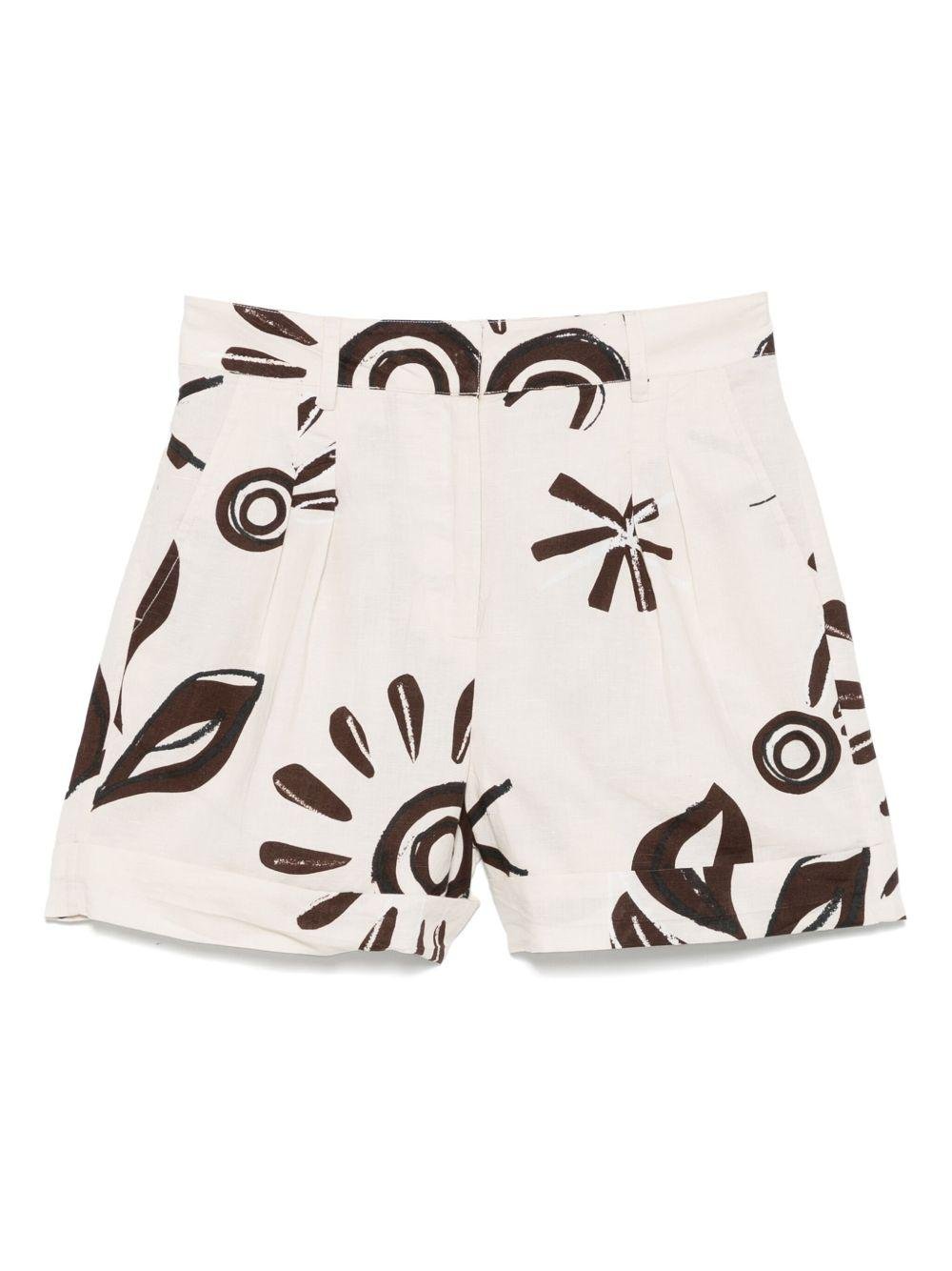 Shorts per donna Scotch & Soda beige con stampa grafica e dettagli plissettati - Rubino Kids