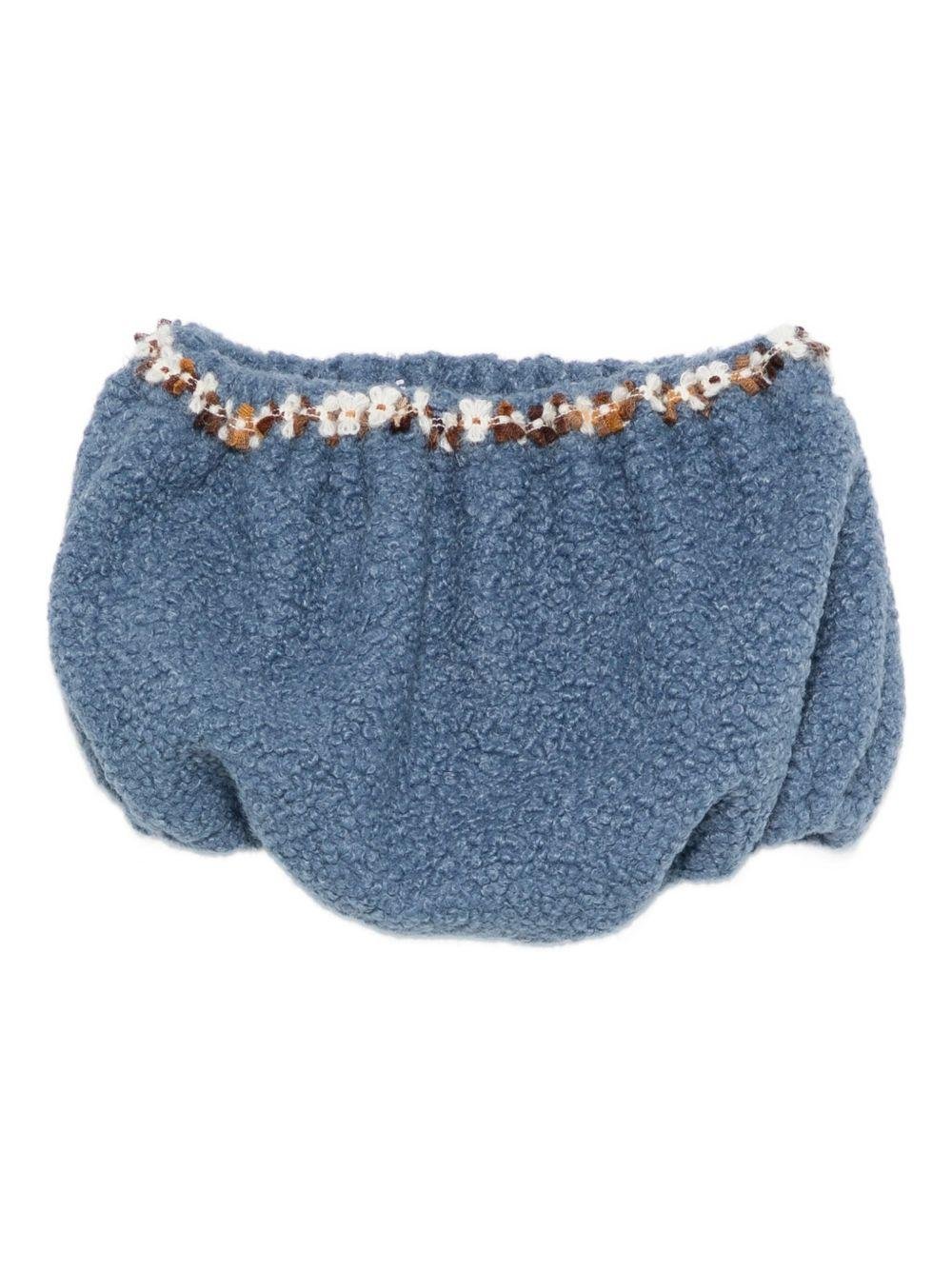 Shorts per neonata A'lapage azzurri con dettaglio floreale ricamato - Rubino Kids