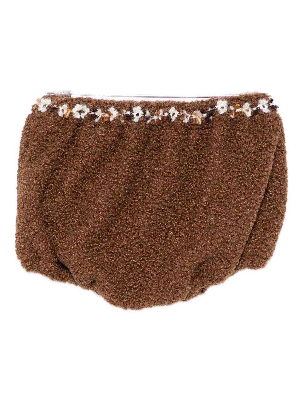 Shorts per neonata A'lapage marroni con ricamo floreale - Rubino Kids