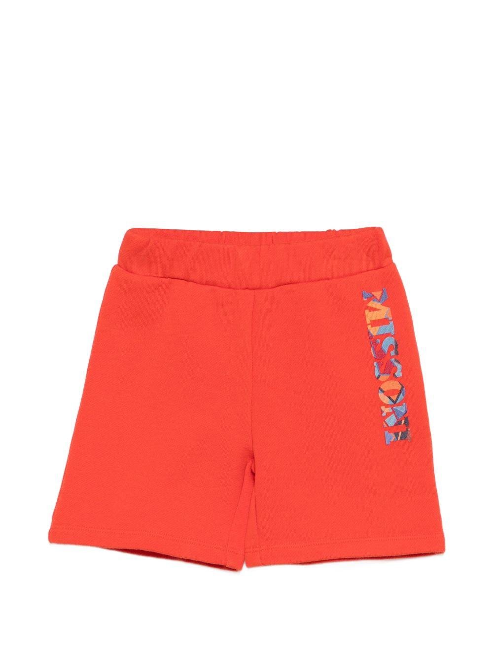 Shorts per neonata Missoni Kids arancione con stampa logo sul davanti - Rubino Kids