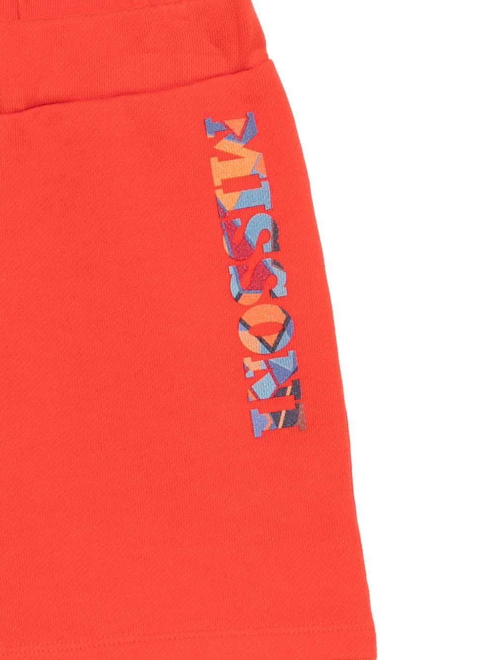 Shorts per neonata Missoni Kids arancione con stampa logo sul davanti - Rubino Kids