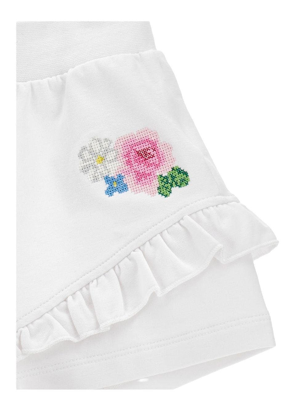 Shorts per neonata Monnalisa bianco con ricamo a fiori - Rubino Kids