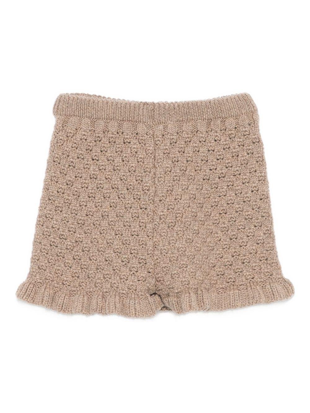 Shorts per neonata Paz Rodríguez beige con orlo arricciato - Rubino Kids