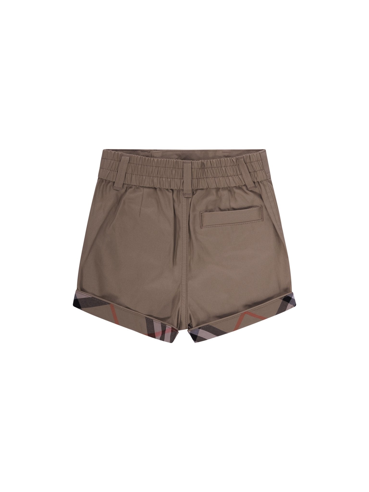 Shorts per neonati Burberry Kids beige con risvolto Check - Rubino Kids