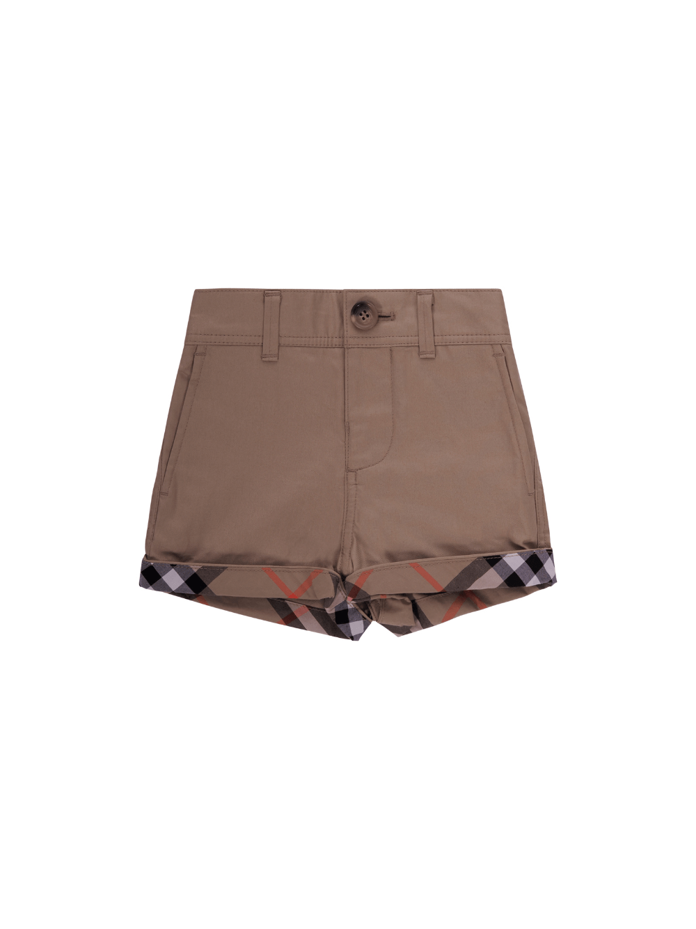 Shorts per neonati Burberry Kids beige con risvolto Check - Rubino Kids