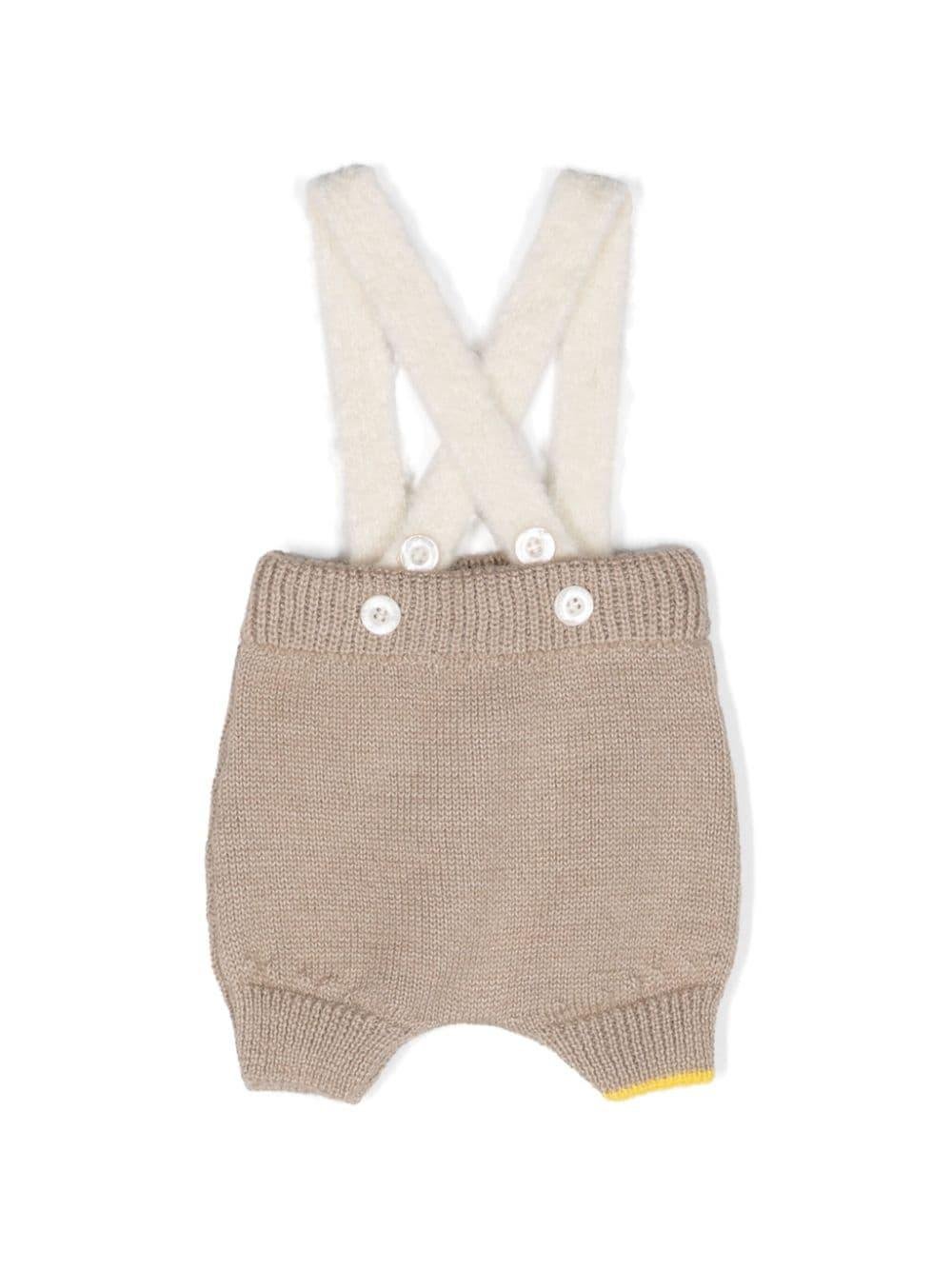 Shorts per neonati Gensami Kids beige Alpachino con intarsio - Rubino Kids
