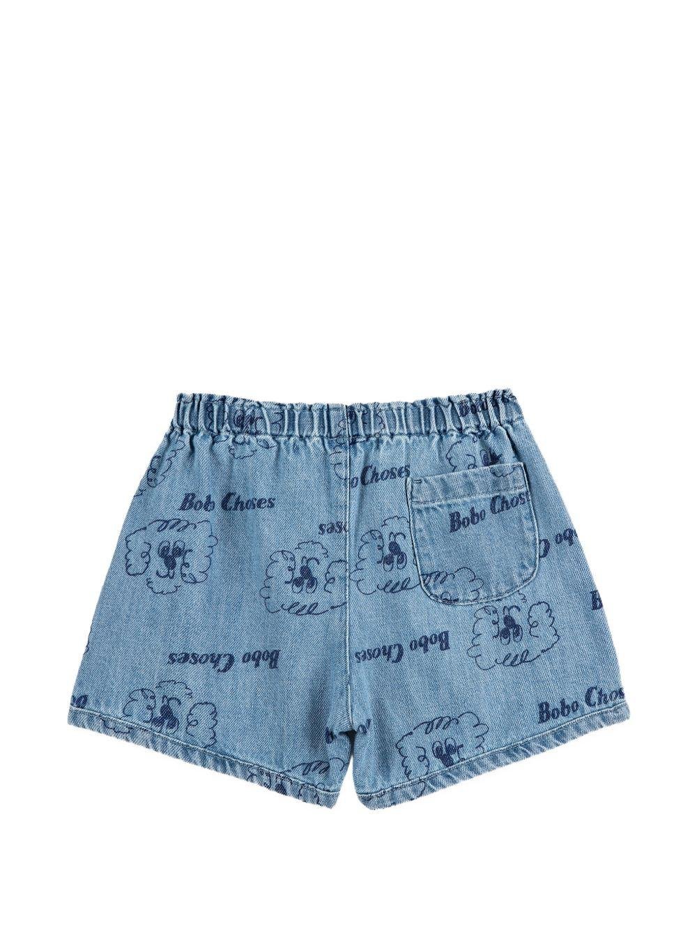 Shorts per neonato Bobo Choses denim con stampa grafica all - over - Rubino Kids