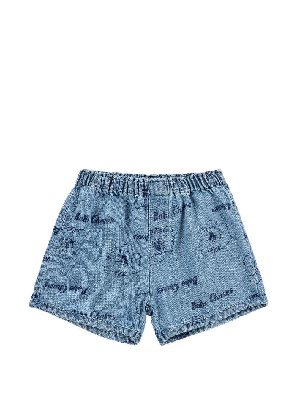 Shorts per neonato Bobo Choses denim con stampa grafica all - over - Rubino Kids