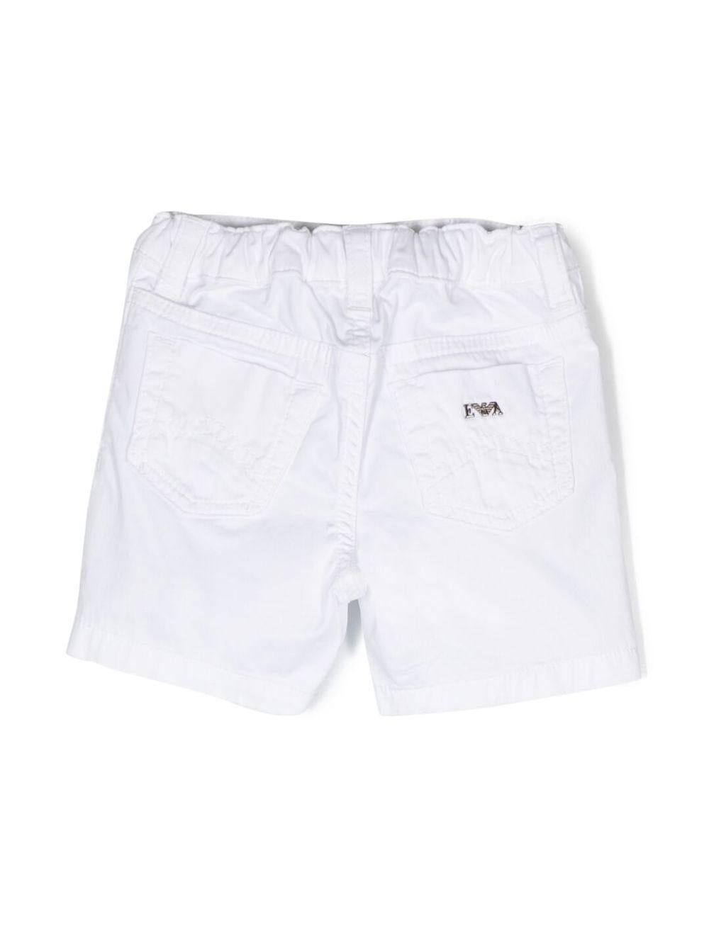 Shorts per neonato Emporio Armani Kids bianchi con applicazione con logo - Rubino Kids