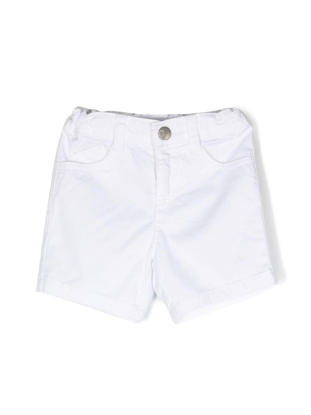 Shorts per neonato Emporio Armani Kids bianchi con applicazione con logo - Rubino Kids