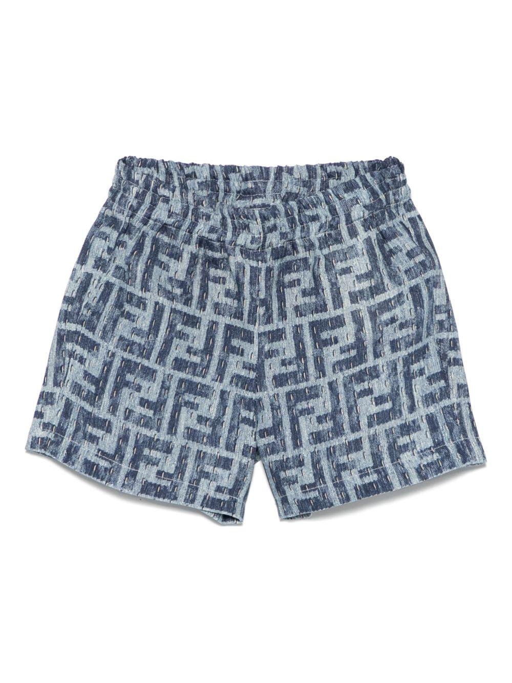 Shorts per neonato Fendi Kids blu con monogramma FF - Rubino Kids