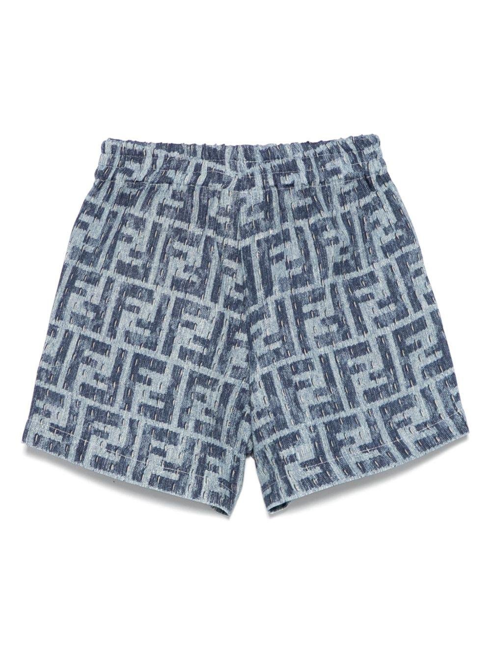 Shorts per neonato Fendi Kids blu con monogramma FF - Rubino Kids