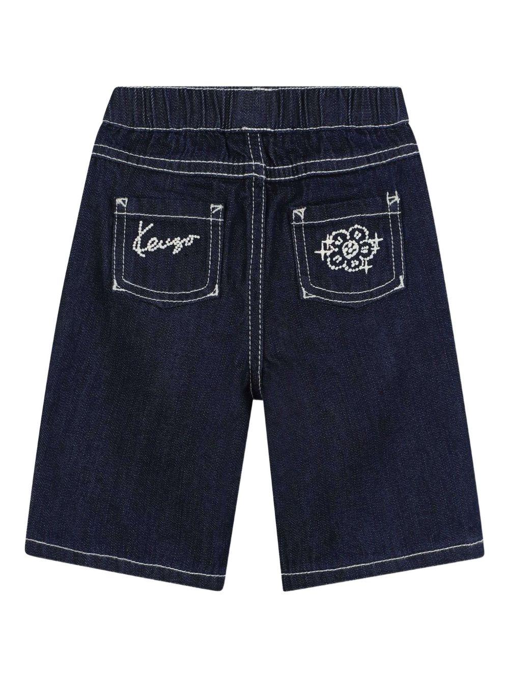 Shorts per neonato Kenzo Kids denim con ricamo con tasca posteriore - Rubino Kids