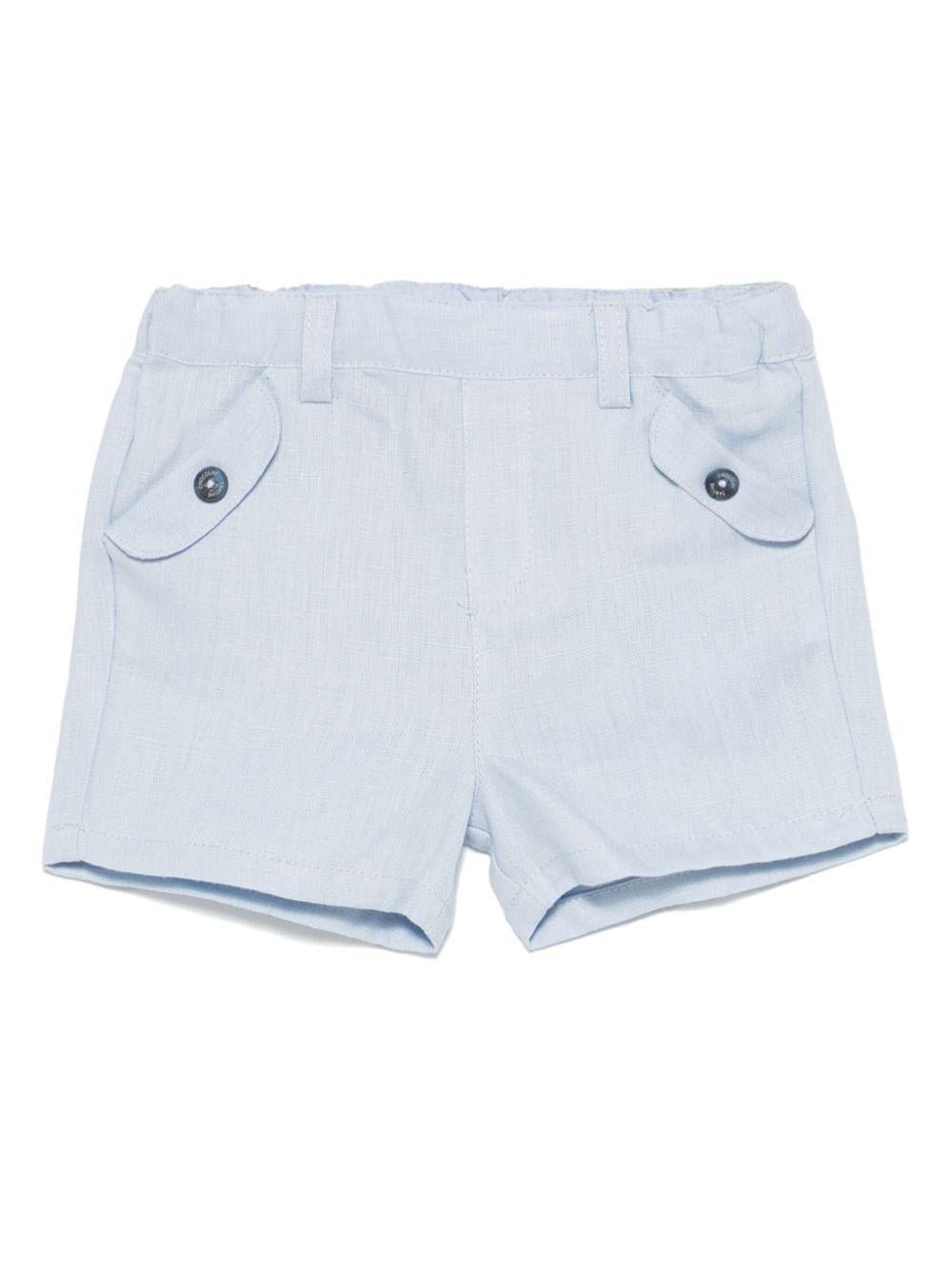 Shorts per neonato Tartine Et Chocolat azzurro in lino con logo sul retro - Rubino Kids