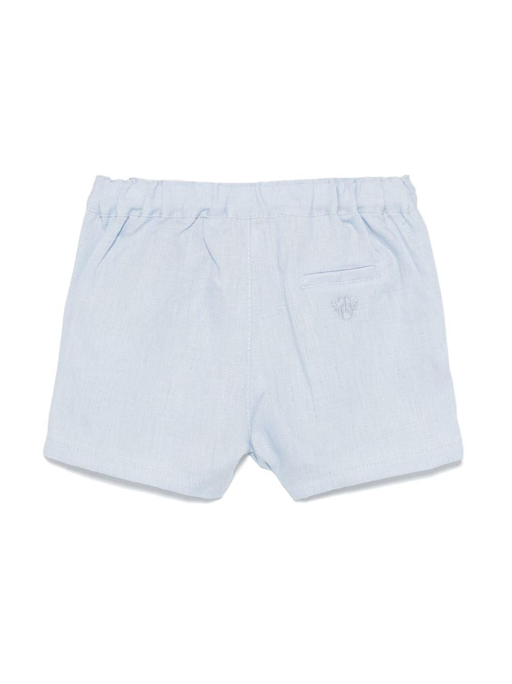 Shorts per neonato Tartine Et Chocolat azzurro in lino con logo sul retro - Rubino Kids