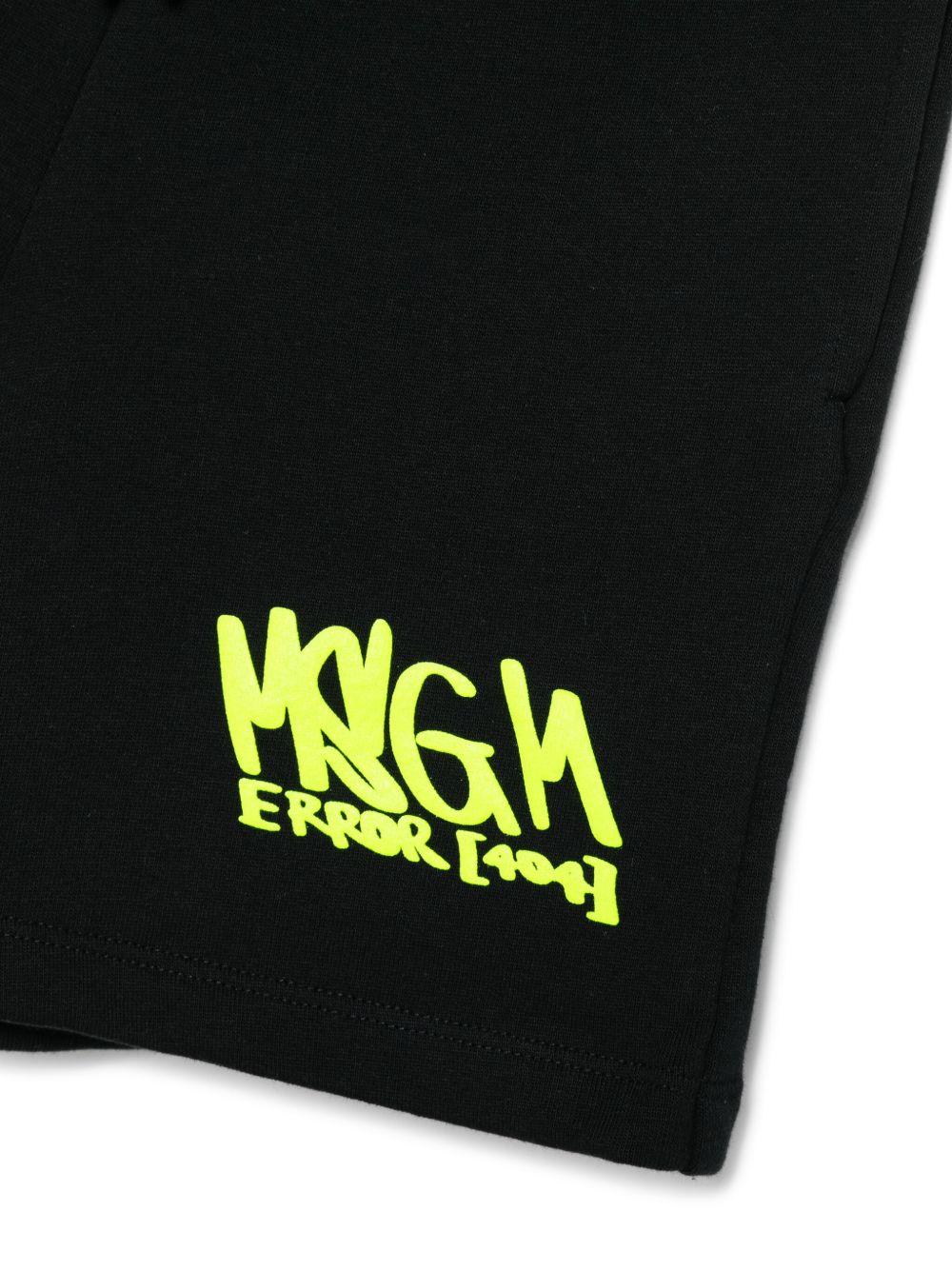Shorts sportivi con applicazione per bambino MSGM Kids nero con tasca posteriore sagomata - Rubino Kids