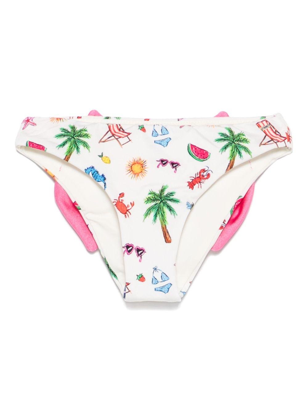 Slip bikini Madame per bambina MC2 Saint Barth Kids bianco con dettaglio fiocco - Rubino Kids