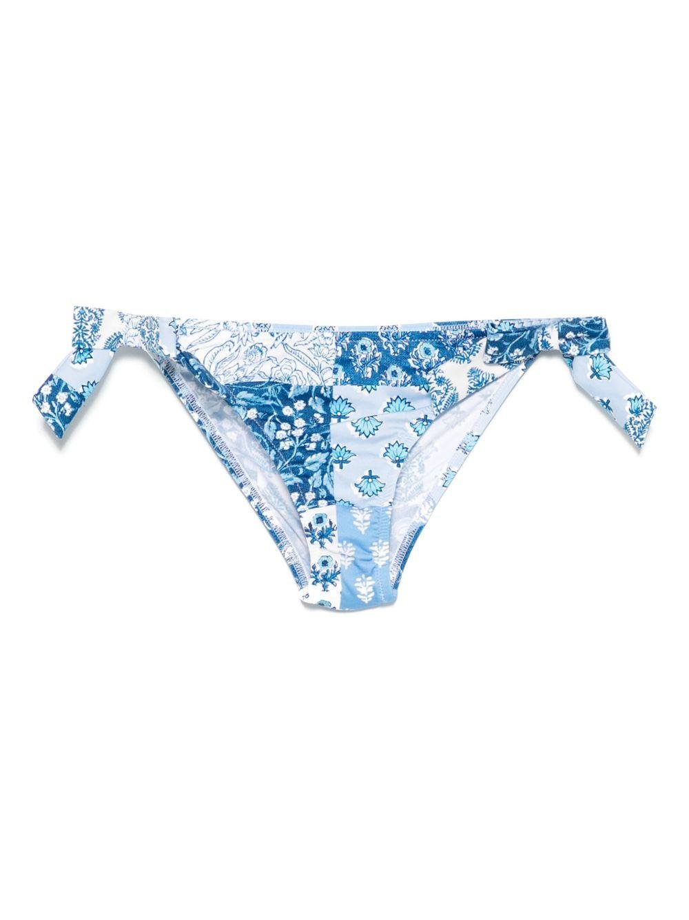 Slip bikini per bambina MC2 Saint Barth Kids azzurro a fiori - Rubino Kids