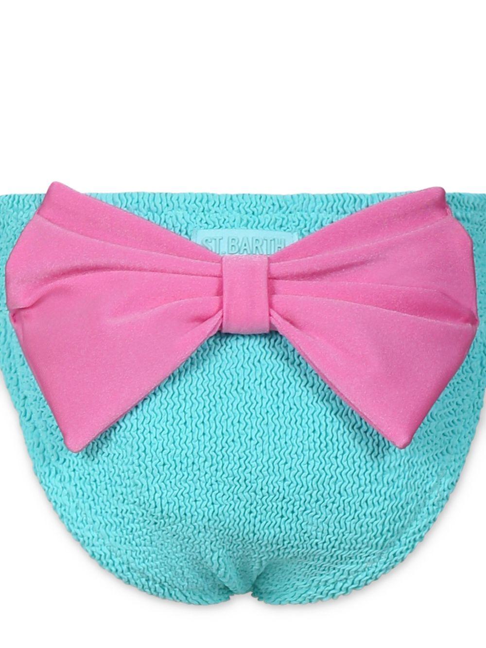 Slip bikini per bambina MC2 Saint Barth Kids Madame verde acquamarina con dettaglio fiocco - Rubino Kids