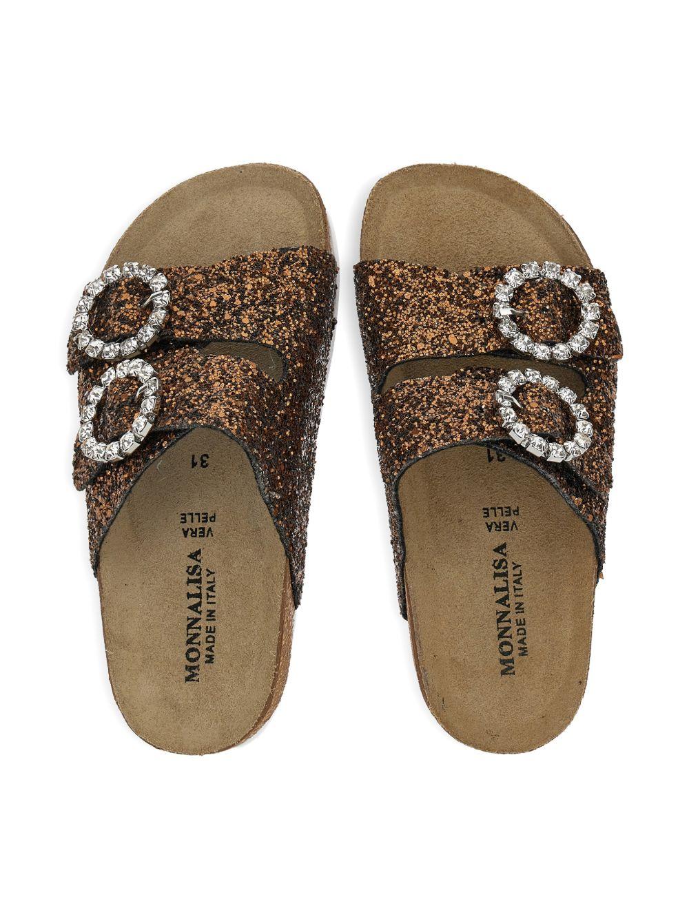 Slippers per bambina Monnalisa marrone con fibbia - Rubino Kids