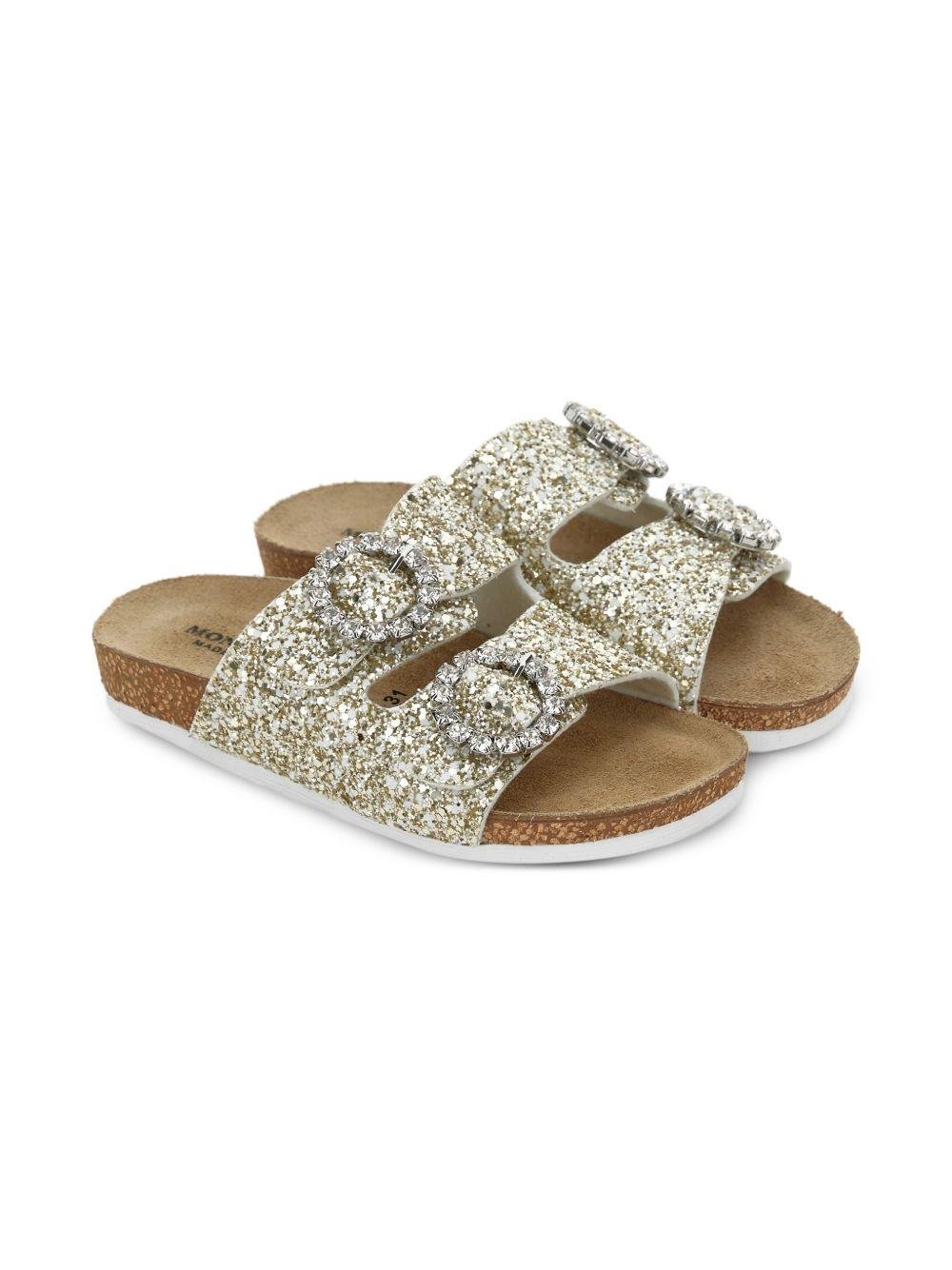 Slippers per bambina Monnalisa oro con fibbia - Rubino Kids