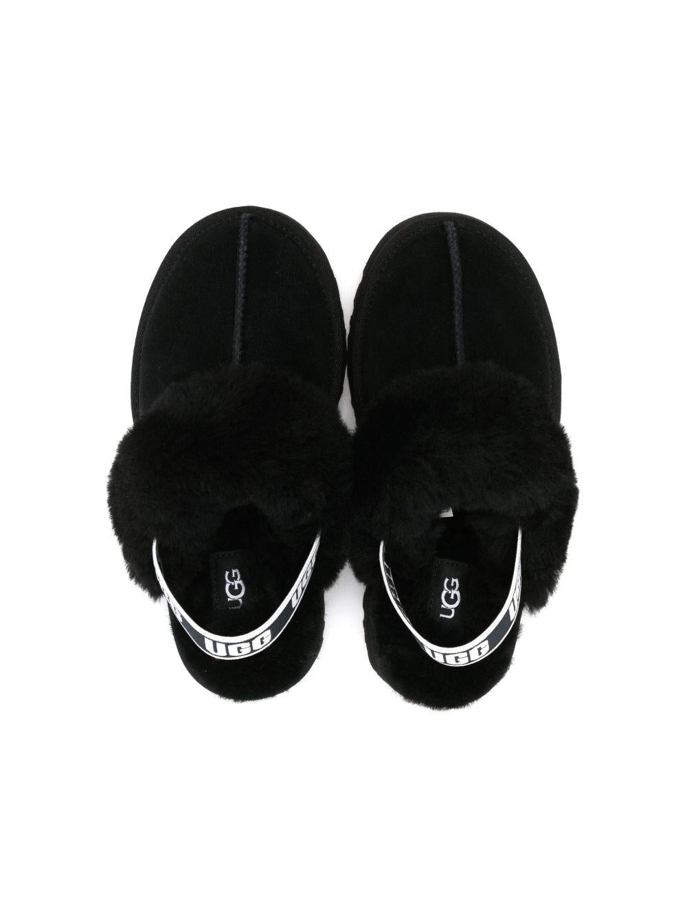 Slippers per bambina UGG Kids Funkette nero con fascia con logo stampato - Rubino Kids