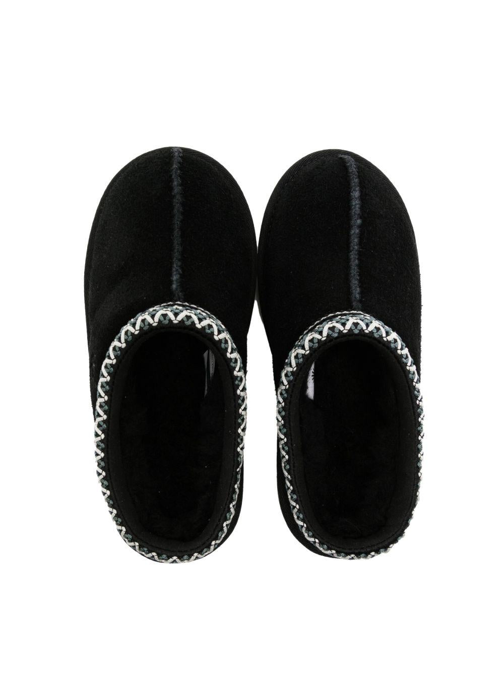 Slippers per bambina UGG Kids Tasman nero con cuciture a contrasto - Rubino Kids