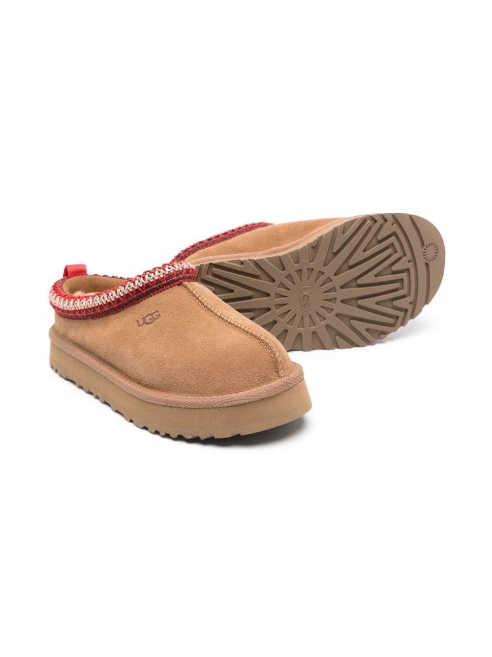 Slippers per bambina UGG Kids Tazz beige con cuciture decorative - Rubino Kids