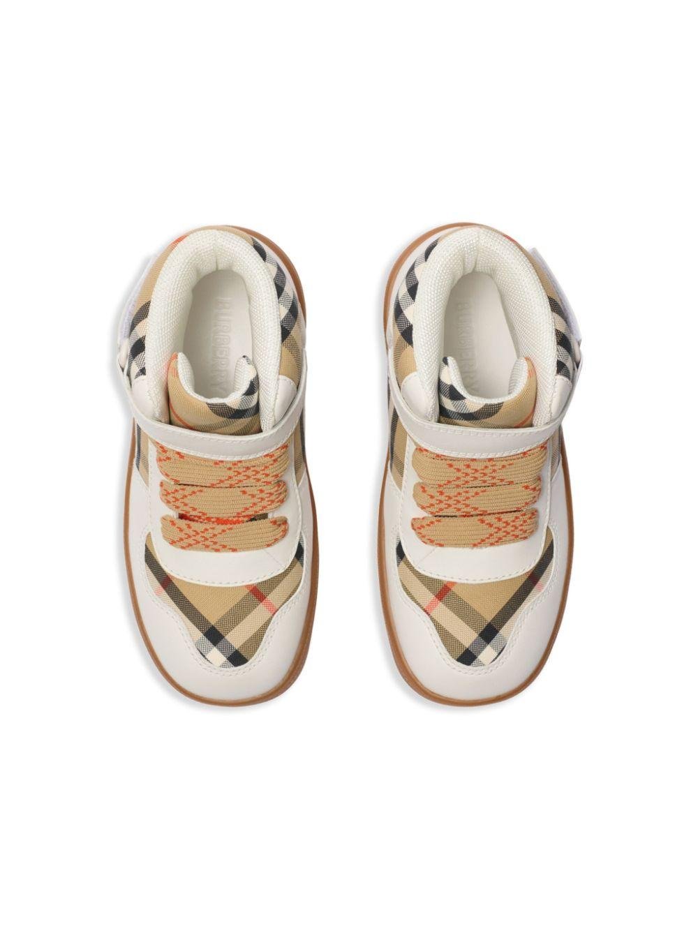 Sneakers alte per bambina Burberry Kids beige a quadri - Rubino Kids
