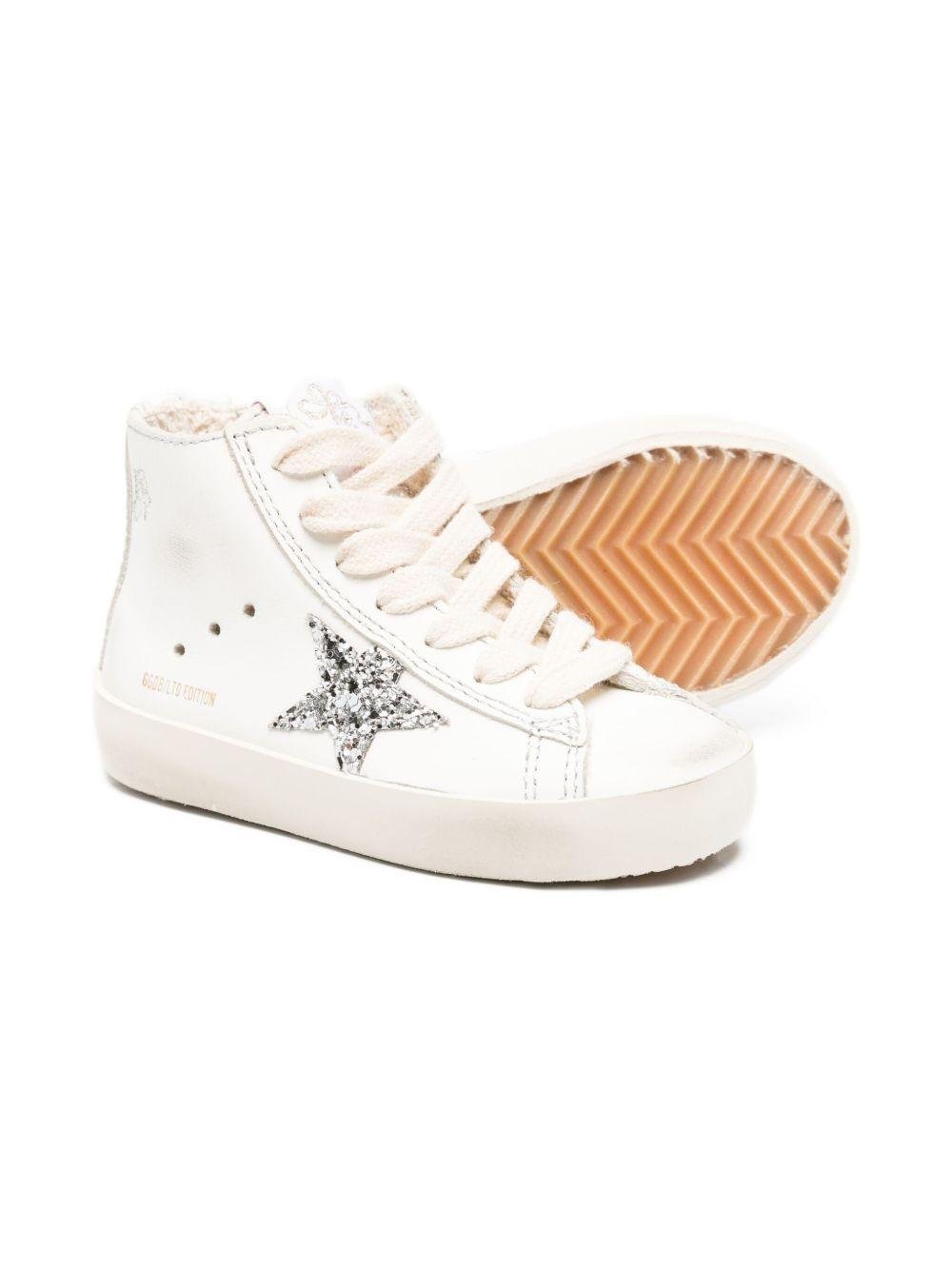 Sneakers alte per bambina Golden Goose Kids bianco con stelle glitterate - Rubino Kids