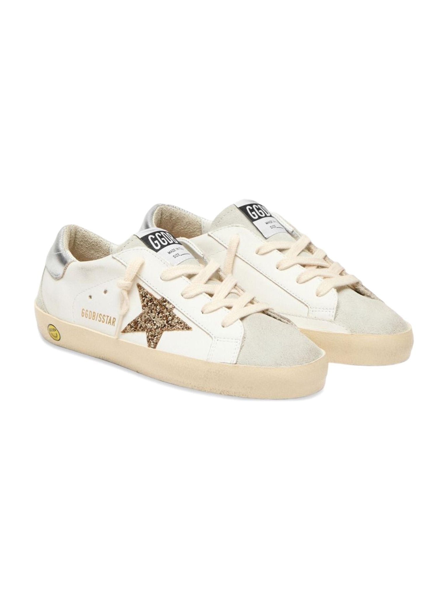Sneakers in pelle per bambina Golden Goose Kids bianco con stella glitter - Rubino Kids